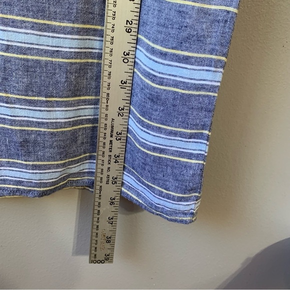 Beachlunchlounge linen/cotton blend blue stripe sleeveless shirt dress. Size M - Picture 6 of 9
